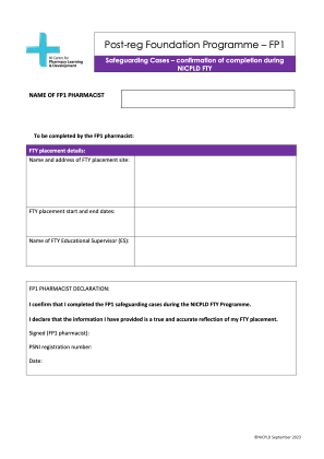 NICPLD Post reg Foundation Programme FP1 Administrative Forms